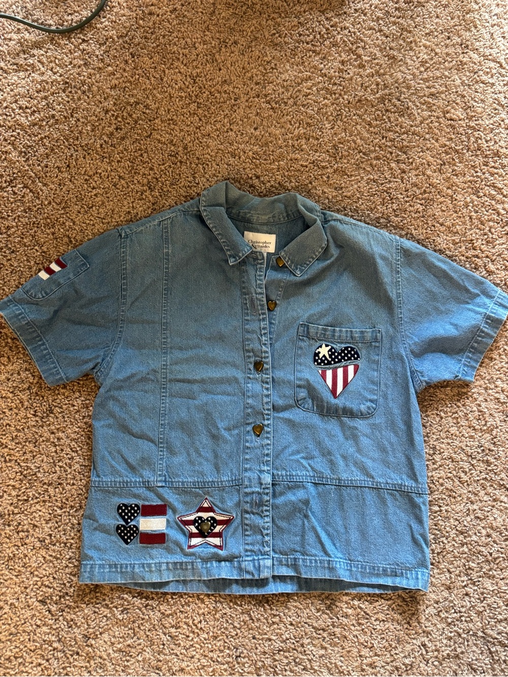 Vintage Christopher & Banks Light Blue Denim Button-Down Shirt